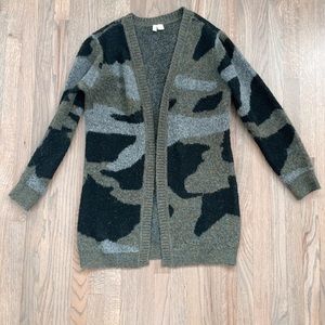 Anthropologie Camo Cardigan SMALL
